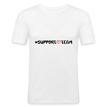 Support Team Herz - Männer Slim Fit T-Shirt - Weiß - Vorne - Nik (191cm)