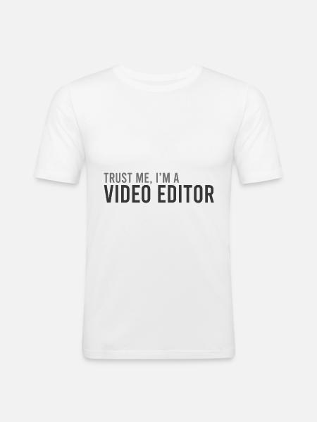 Stolzer Video-Editor - Männer Slim Fit T-Shirt - Weiß