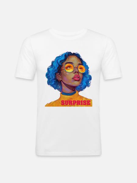 Surprise girl art text - Men's Slim Fit T-Shirt - white