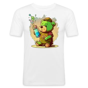High Bear: A Funny Cartoon Illustration for Cannab - Men's Slim Fit T-Shirt - white - Front - Nik (191cm)
