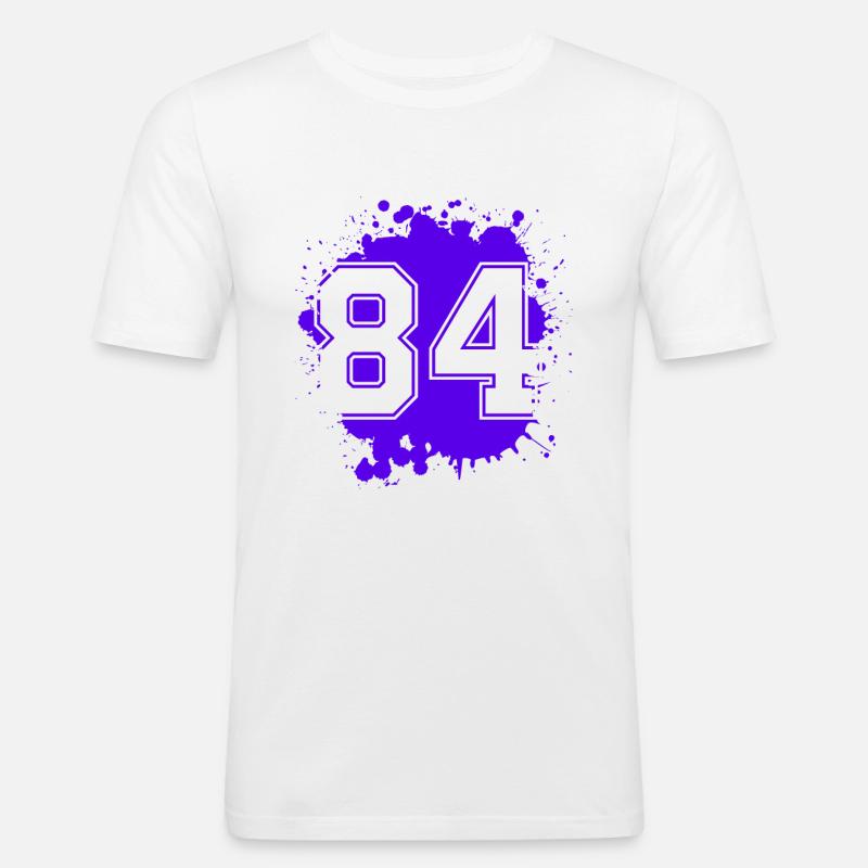 84 Zahl Klecks - Männer Slim Fit T-Shirt - Weiß