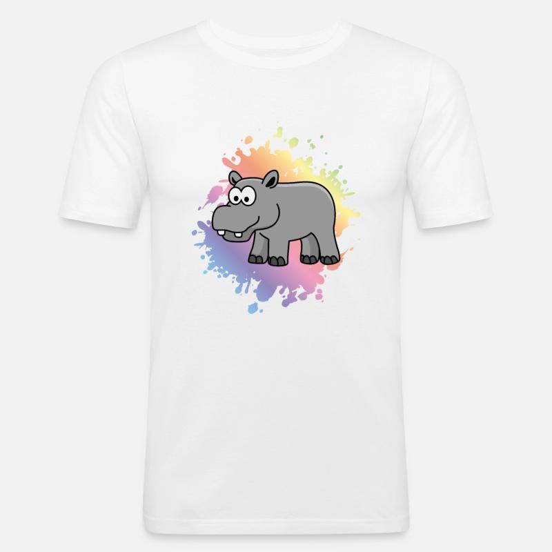 Nilpferd Comic Tier - Männer Slim Fit T-Shirt - Weiß
