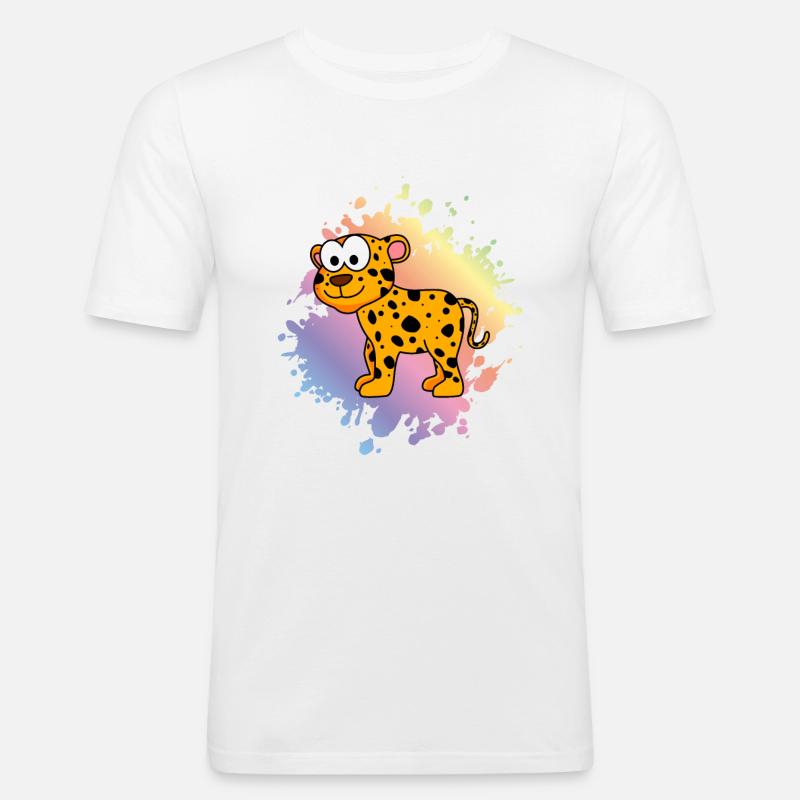 Leopard Comic Tier - Männer Slim Fit T-Shirt - Weiß