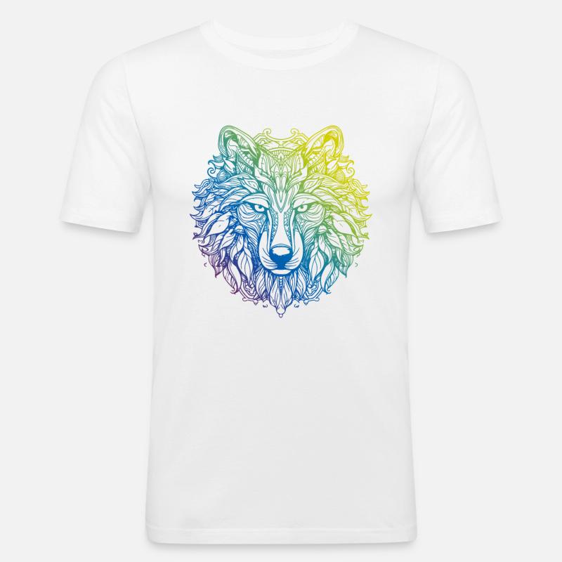 Wolf Mandala Boho - Men's Slim Fit T-Shirt - white