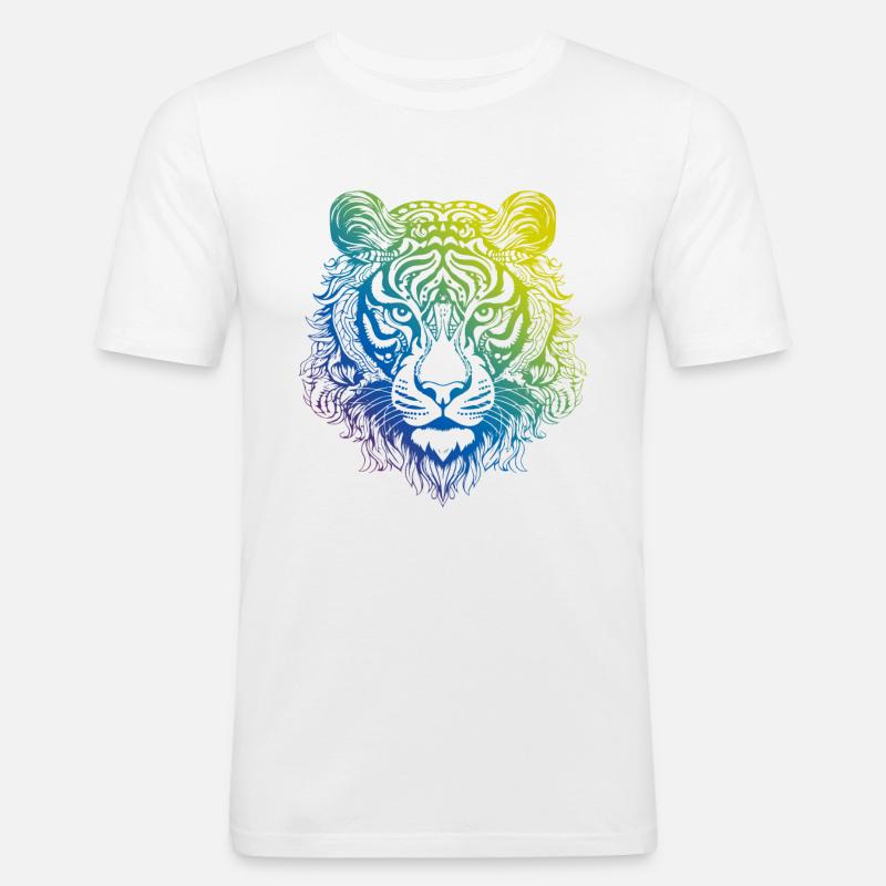 Tiger Mandala Boho - Männer Slim Fit T-Shirt - Weiß