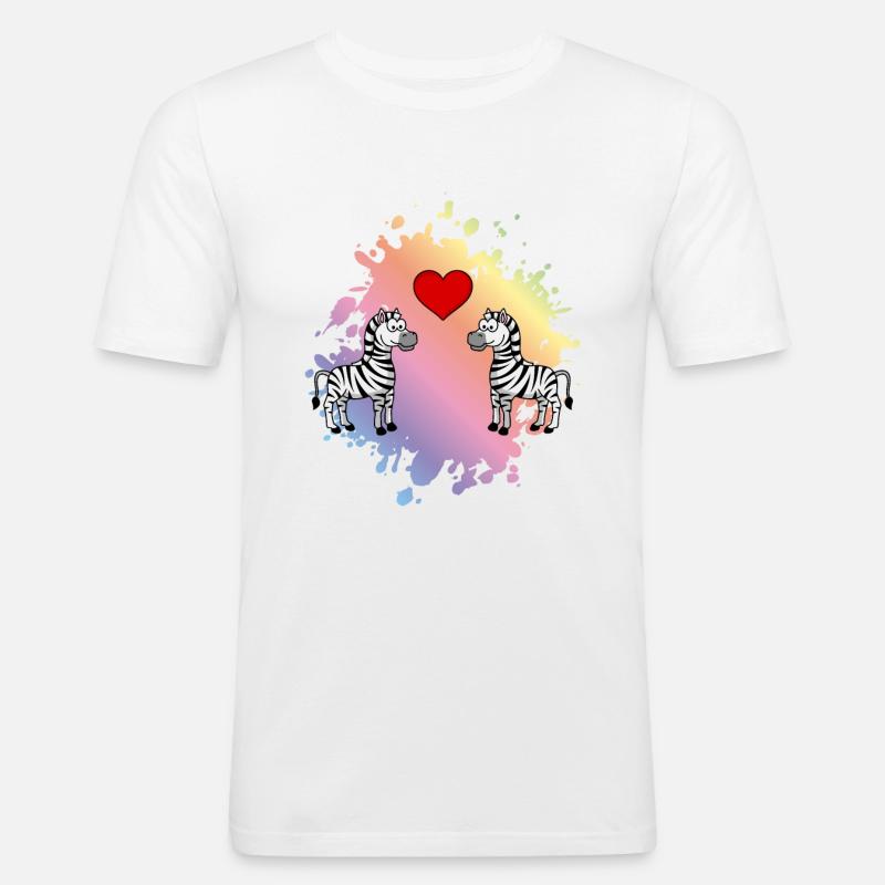 Zebra Comic Paar Liebe - Männer Slim Fit T-Shirt - Weiß