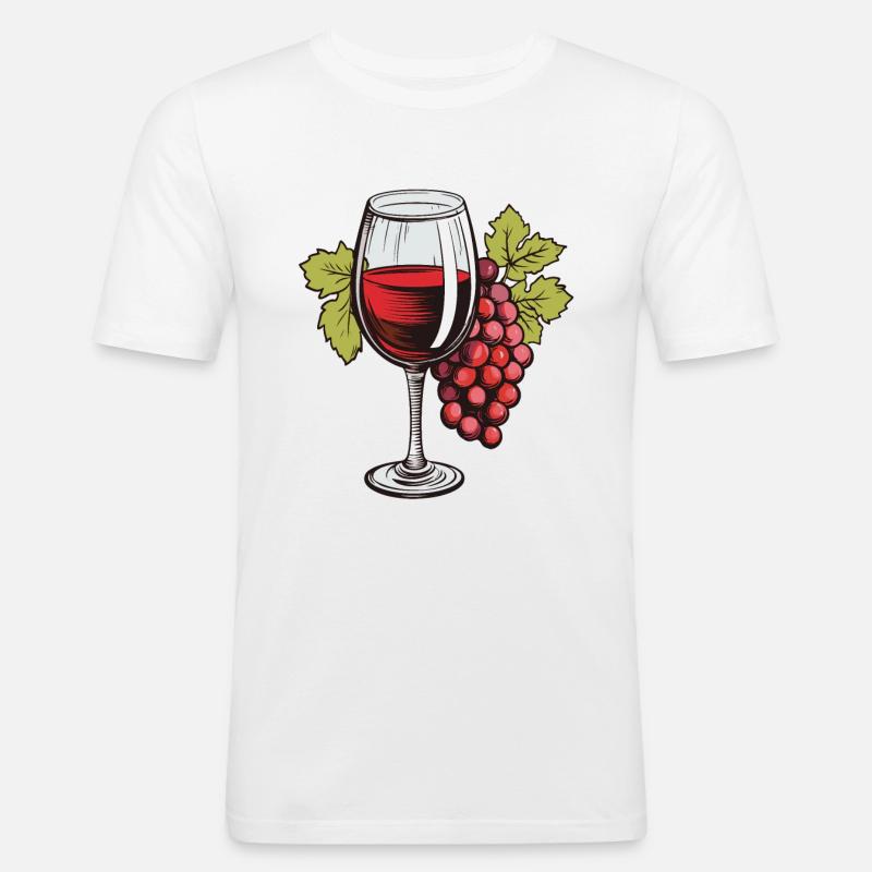 Weinglas Trauben Wein - Männer Slim Fit T-Shirt - Weiß