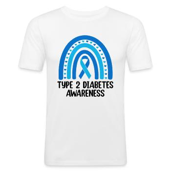 Diabetes-Bewusstsein Blaues Band Regenbogen T1D - Männer Slim Fit T-Shirt - Weiß - Vorne - Nik (191cm)