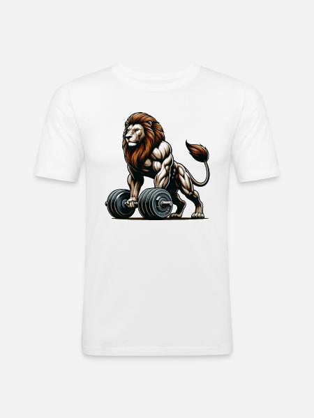 LEO DUMBBELL FITNESS KRACHTSPORT SPIERADER - Mannen slim fit T-shirt - wit