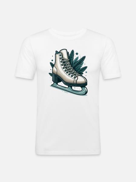 SCHAATSEN SCHAATSEN WINTER SNEEUW SCHOENEN SPORT - Mannen slim fit T-shirt - wit