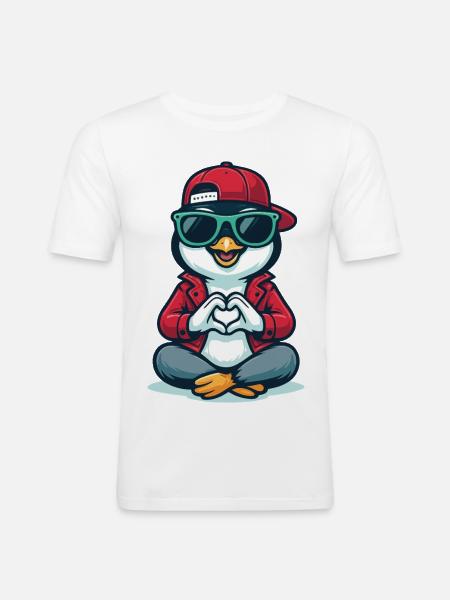 Cool Penguin Love - Men's Slim Fit T-Shirt - white