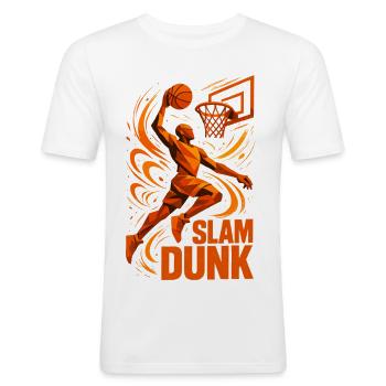 Basketball Slam Dunk Lancer Joueur Dunking Cadeau - T-shirt près du corps Homme - blanc - Devant - Nik (191cm)