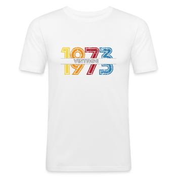 Vintage 1973 hommes femmes anniversaire - T-shirt près du corps Homme - blanc - Devant - Nik (191cm)