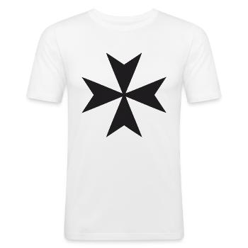 Croix de Malte - T-shirt près du corps Homme - blanc - Devant - Nik (191cm)