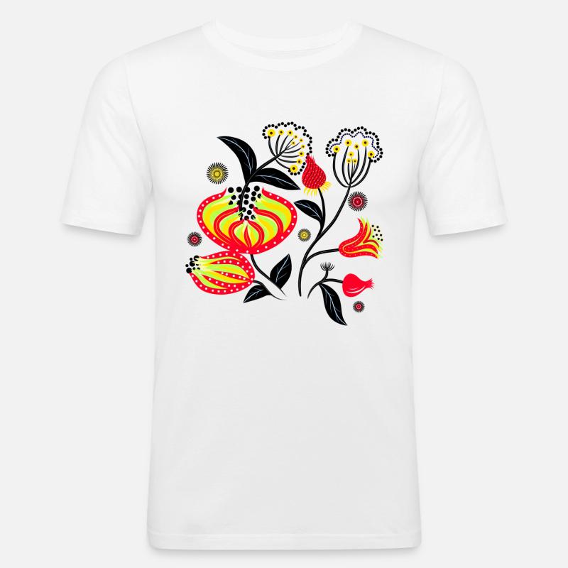 Bemalte Blumen - Männer Slim Fit T-Shirt - Weiß
