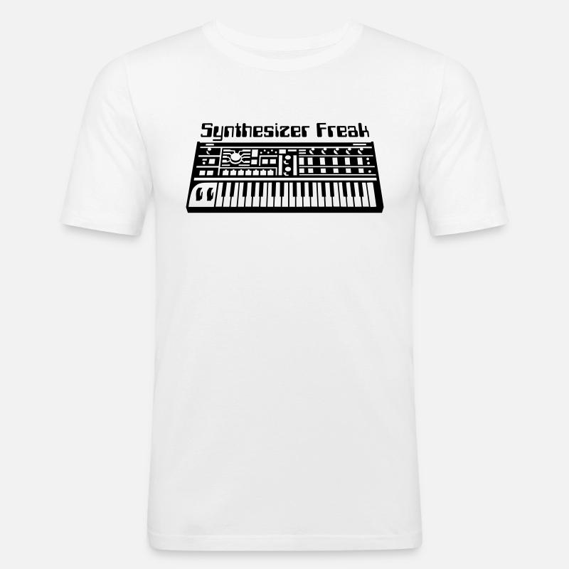 Synthesizer Freak - Männer Slim Fit T-Shirt - Weiß