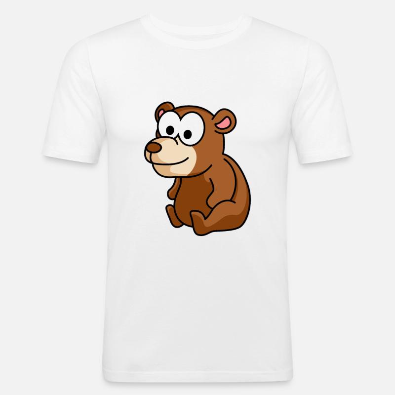 Bär Comic - Männer Slim Fit T-Shirt - Weiß