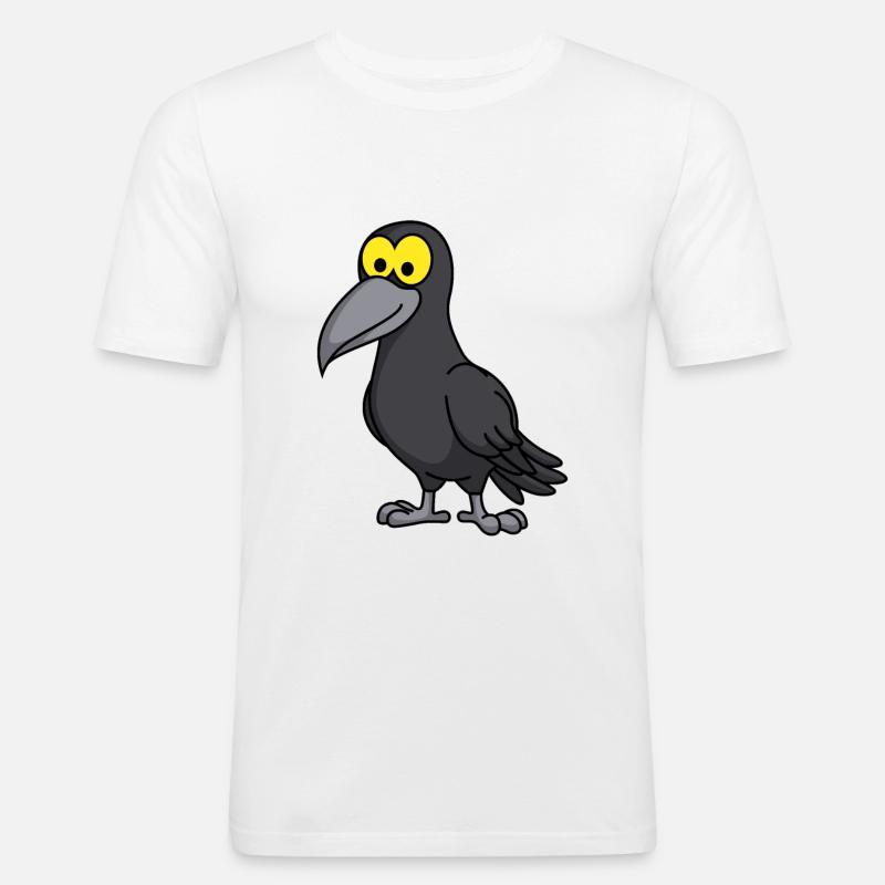Krähe Comic Tier - Männer Slim Fit T-Shirt - Weiß