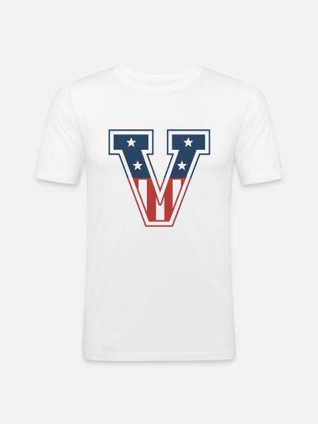 Buchstabe V USA - Männer Slim Fit T-Shirt - Weiß