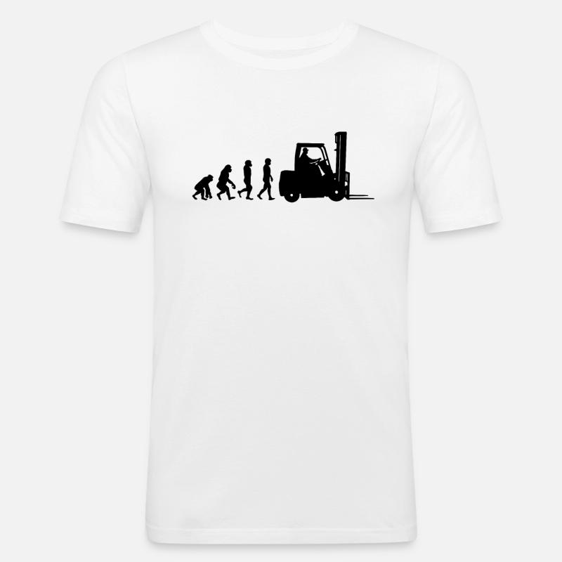 Evolution Staplerfahrer - Männer Slim Fit T-Shirt - Weiß
