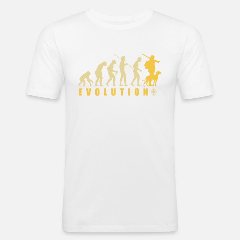 Evolution Hunter Lustiges Jagdgeschenk - Männer Slim Fit T-Shirt - Weiß