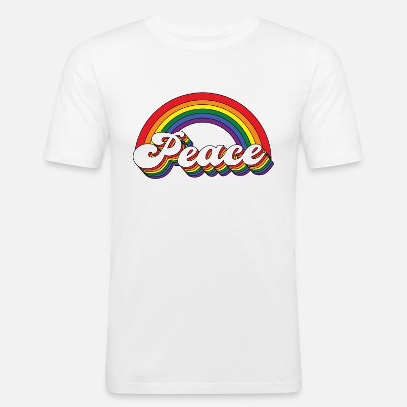 Peace Rainbow - Männer Slim Fit T-Shirt - Weiß
