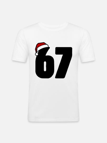 67 Numéro Noël - T-shirt près du corps Homme - blanc