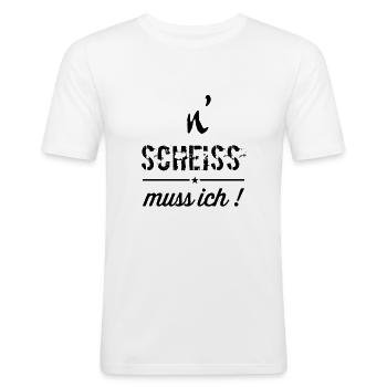 n scheiss muss ich im retro vintage style | neu - Männer Slim Fit T-Shirt - Weiß - Vorne - Nik (191cm)