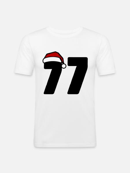 77 Numéro Noël - T-shirt près du corps Homme - blanc