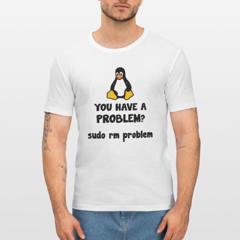 Linux sudo rm problem lustiger Spruch Männer Slim Fit T-Shirt