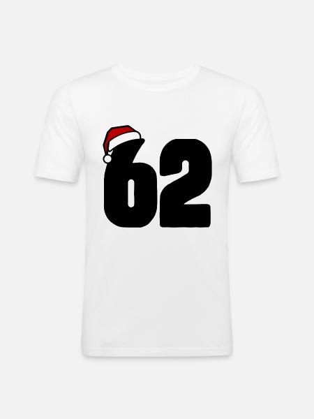 62 Numéro Noël - T-shirt près du corps Homme - blanc