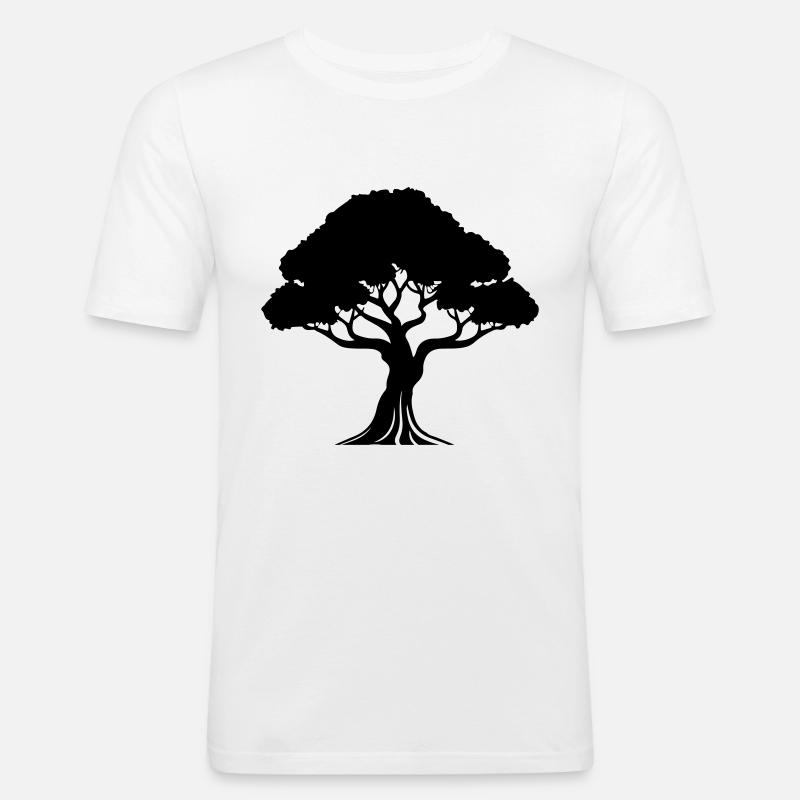 Baum Symbol Silhouette - Männer Slim Fit T-Shirt - Weiß