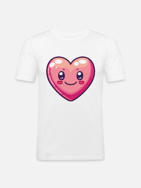 Herz Liebe Comic - Männer Slim Fit T-Shirt - Weiß