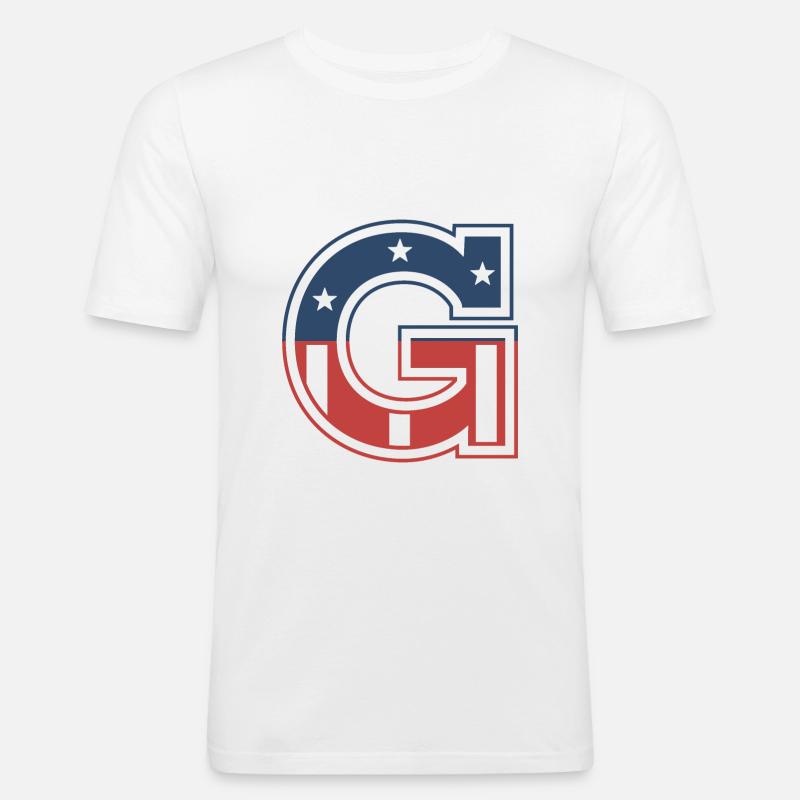 Buchstabe G USA - Männer Slim Fit T-Shirt - Weiß