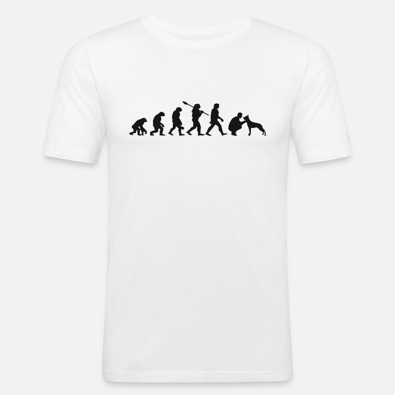Evolution Lustiger Belgischer Schäferhund Malinois - Männer Slim Fit T-Shirt - Weiß