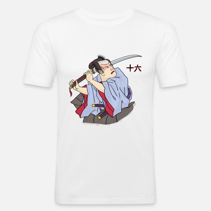 Samurai 16 - Männer Slim Fit T-Shirt - Weiß