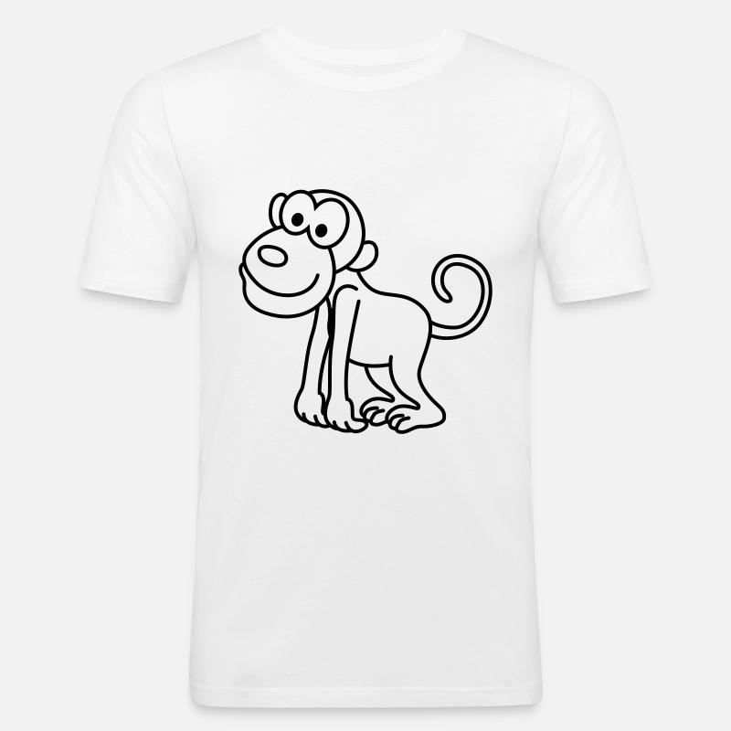 Affe Comic Tier - Männer Slim Fit T-Shirt - Weiß