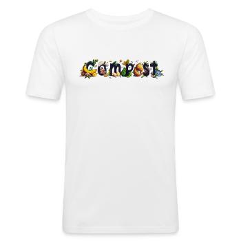 Permaculture Food Compost - Men's Slim Fit T-Shirt - white - Front - Nik (191cm)