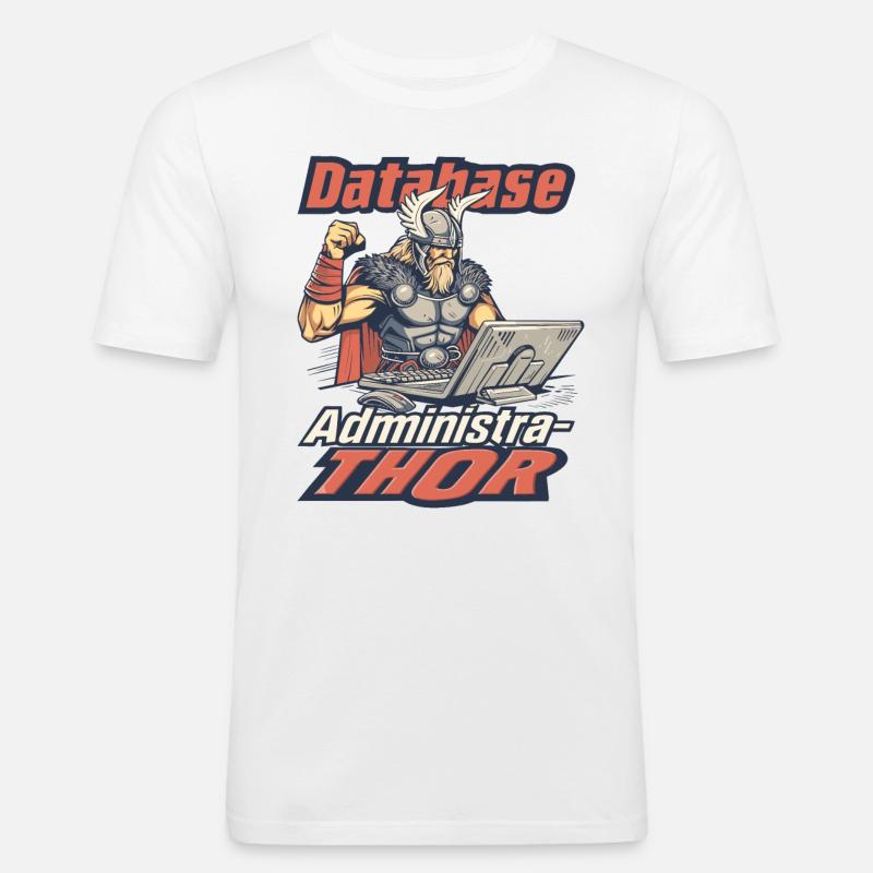 Viking Databaseadministra-thor Nerdy - Männer Slim Fit T-Shirt - Weiß