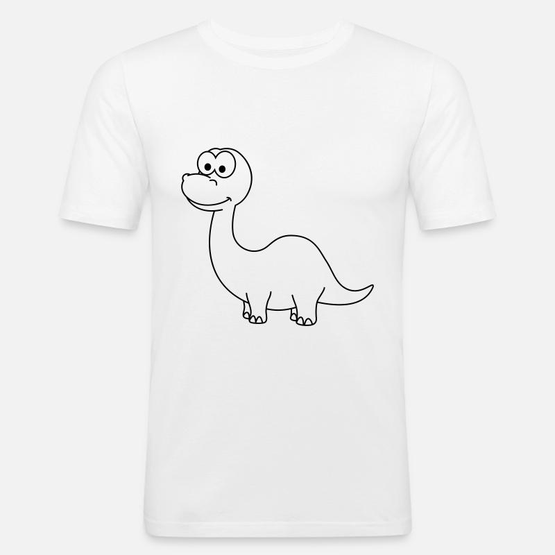 Dinosaurier brontosaurus Comic - Männer Slim Fit T-Shirt - Weiß