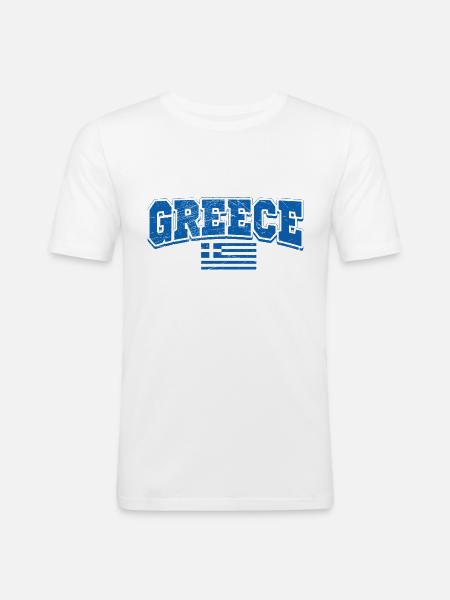 Greece - Men's Slim Fit T-Shirt - white