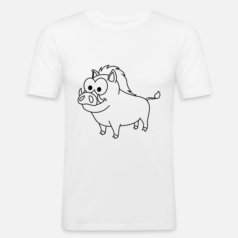 Wildschwein Comic Tier - Männer Slim Fit T-Shirt - Weiß