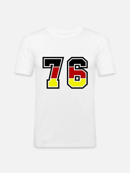 76 Symbole numérique Allemagne - T-shirt près du corps Homme - blanc