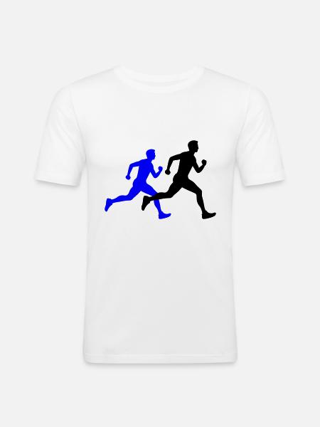Running Marathon Man Silhouette - Men's Slim Fit T-Shirt - white