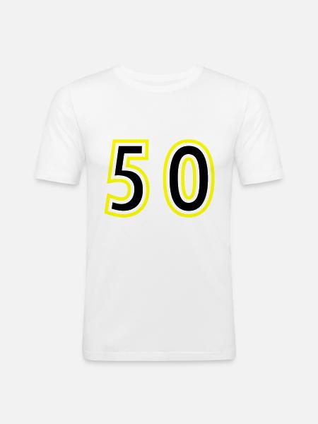 52 Zahl College - Männer Slim Fit T-Shirt - Weiß