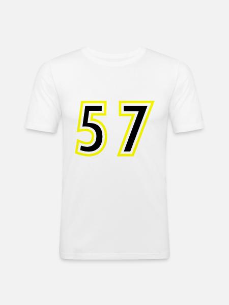57 Number College - Men's Slim Fit T-Shirt - white