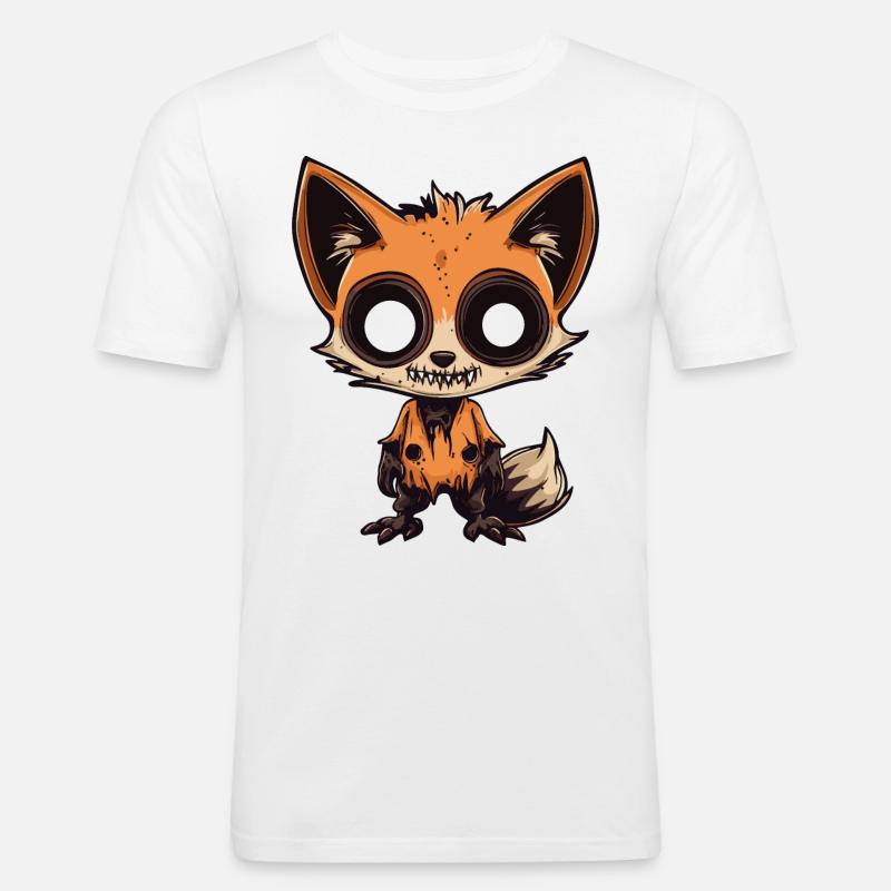 Fuchs Halloween Comic Lustig - Männer Slim Fit T-Shirt - Weiß