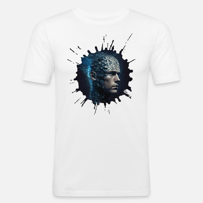 Digitale Evolution - Zukunftsvision Cyber Mensch - Männer Slim Fit T-Shirt - Weiß