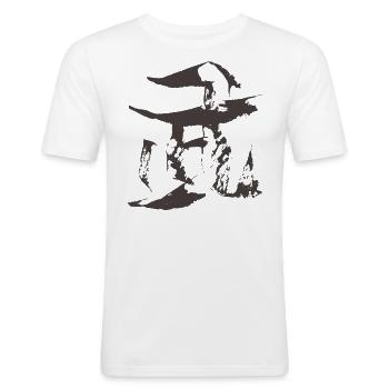 Combat/Guerre (Wu) - Chinois - T-shirt près du corps Homme - blanc - Devant - Nik (191cm)