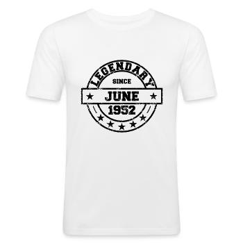 Legendary since Juni 1952 - Geburtstag - Männer Slim Fit T-Shirt - Weiß - Vorne - Nik (191cm)